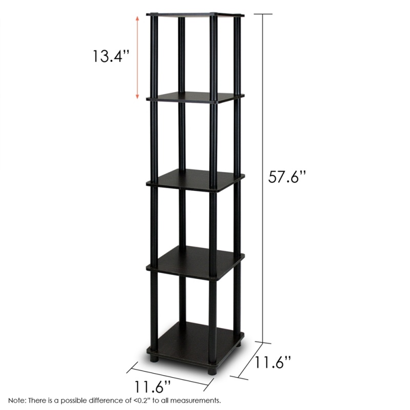 Turn-N-Tube 5-Tier Corner Square Rack Display Shelf, Espresso/Black