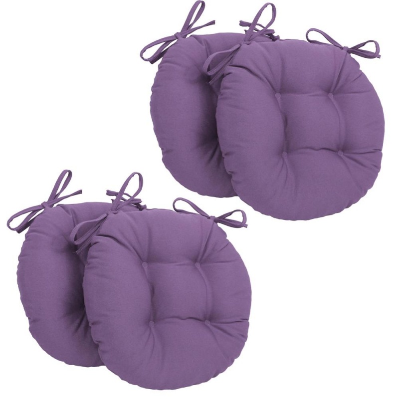 Blazing Needles 16-Inch Solid Twill Round Tufted Chair Cushions (Set of 4)