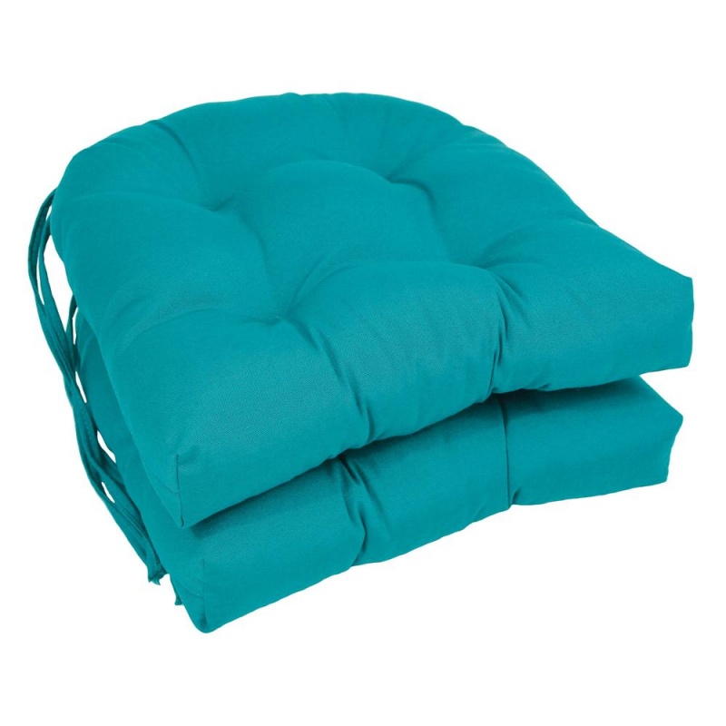 16-Inch Solid Twill U-Shaped Tufted Chair Cushions (Set of 2)