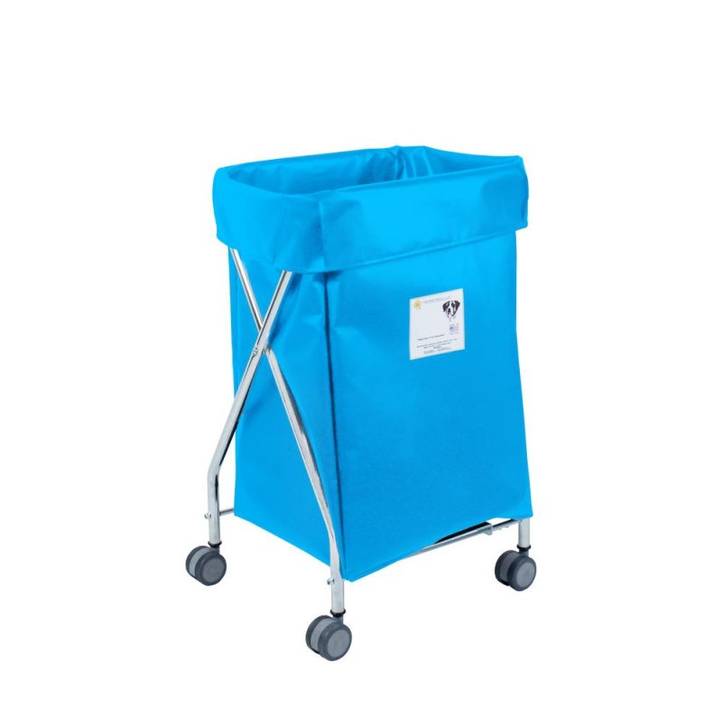 Wide Collapsible Hamper With Electric Blue Vinyl Bag, 6 Bushel Capacity