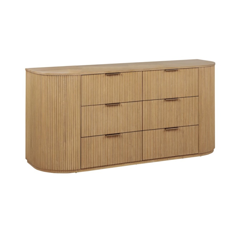 70" Wide Modern Fluted 6-Drawer Dresser