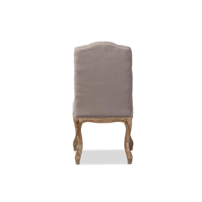Hudson Chic Cottage Weathered Oak Fabric Button-Tufted Dining Chair