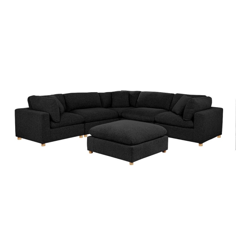 6-Piece Boucle Modular Sectional, Black