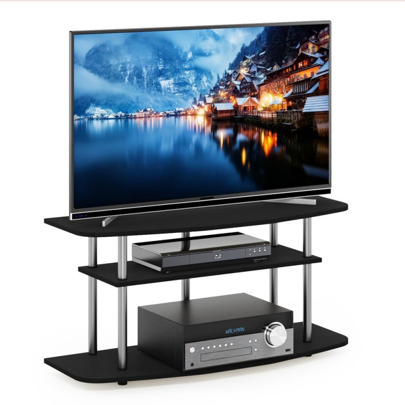 Furinno Frans Turn-N-Tube 3-Tier Tv Stand For Tv Up To 46, Black Oak
