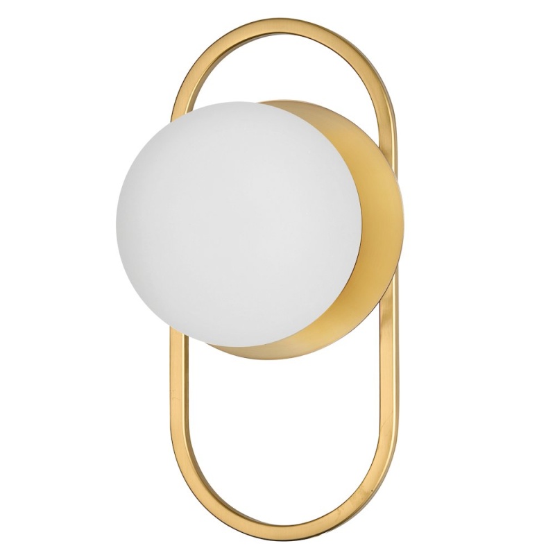 1 Light Aged Brass Wall Sconce W/ Opal Glass