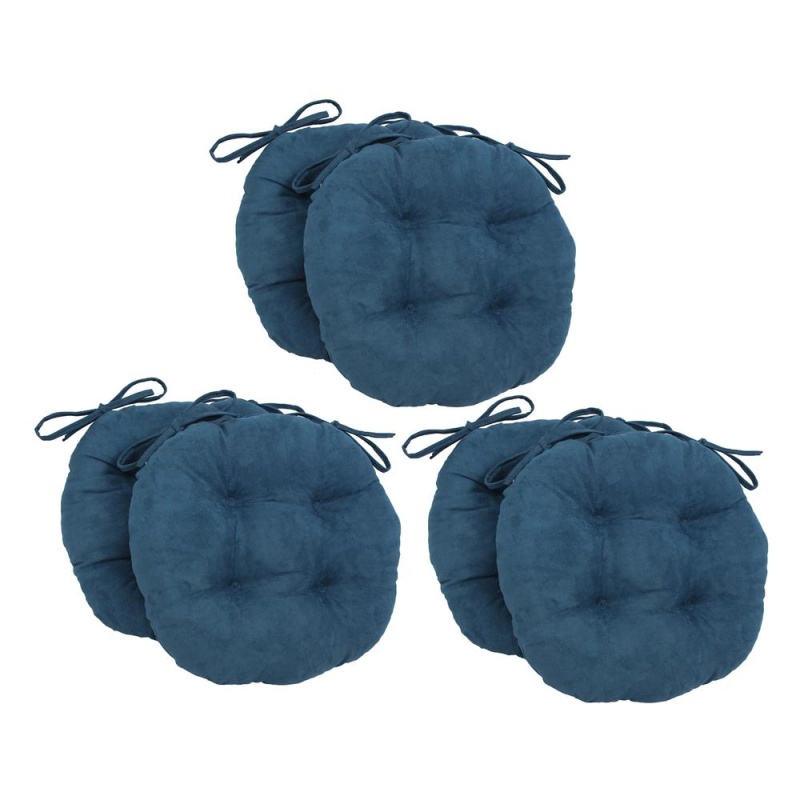 16-Inch Solid Microsuede Round Tufted Chair Cushions (Set Of 6) 916X16rd-T-6Ch-Ms-In