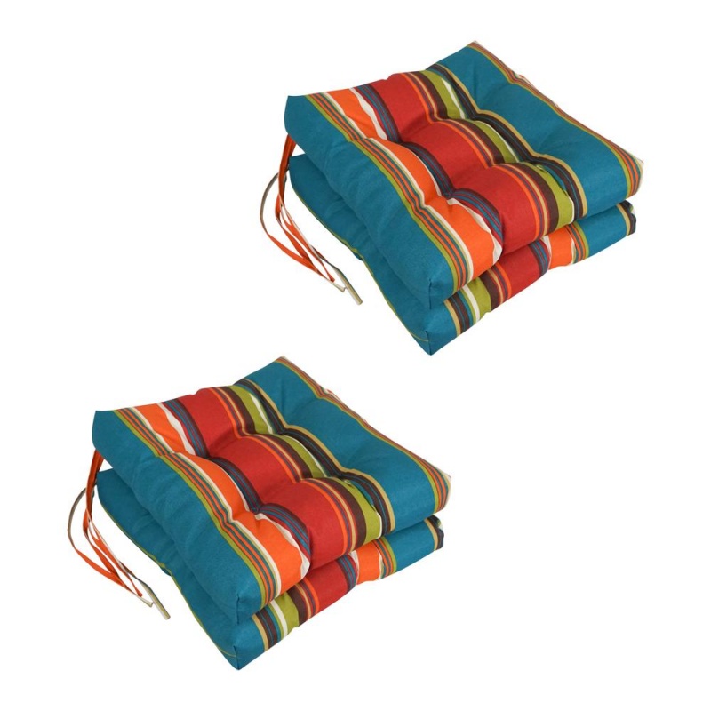 16-Inch Outdoor Spun Polyseter Square Tufted Chair Cushions (Set of 4)