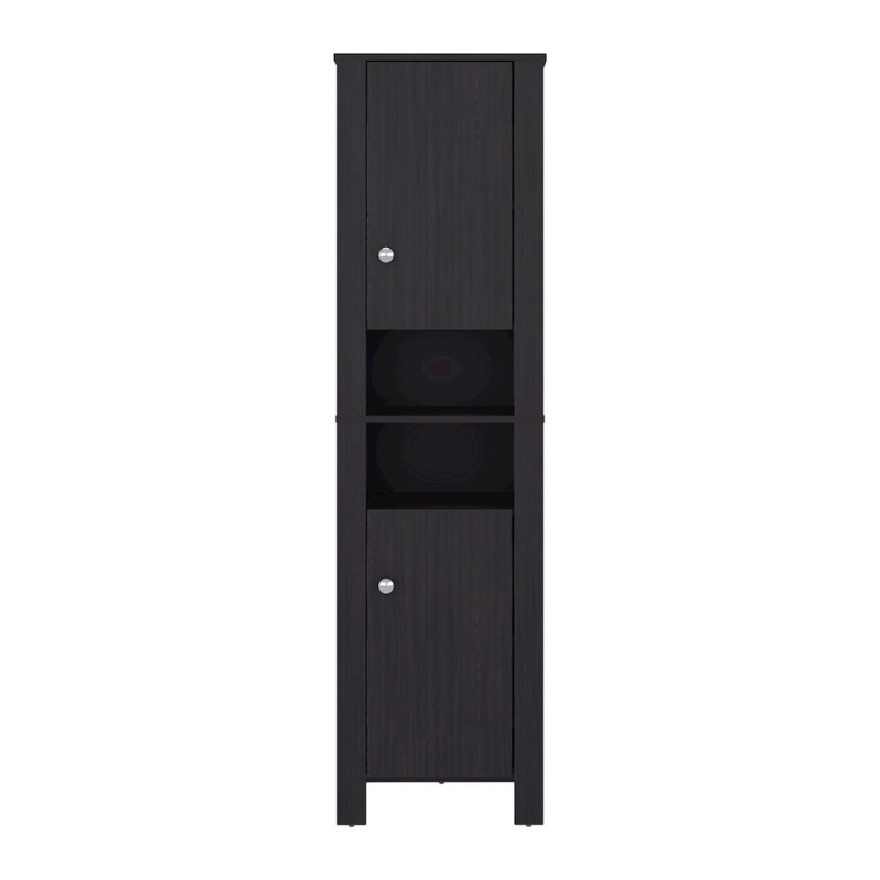 Navassa Bathroom Cabinet, 2 Doors, 6 Shelves, Black Wengue