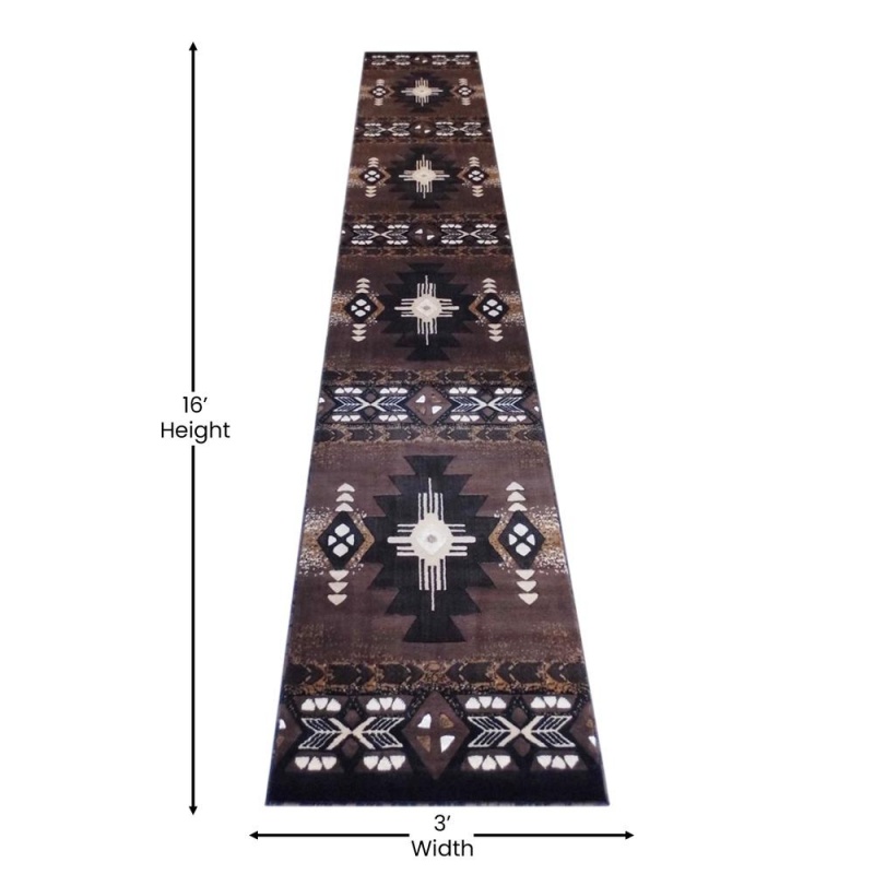 Mohave Collection 3' X 16' Chocolate Traditional Southwestern Style Area Rug - Olefin Fibers With Jute Backing