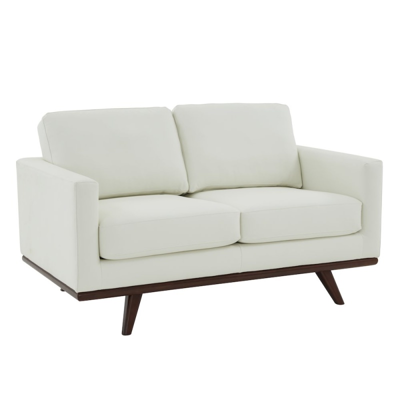 Chester Modern Leather Loveseat With Birch Wood Base