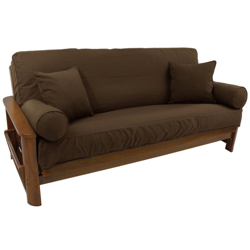 Set Of 5 Full Futon Cover Set W/Two 18 Inch Pillows And Two Bolsters (Twill Fabric) 9680-Cd-Tw-Ch