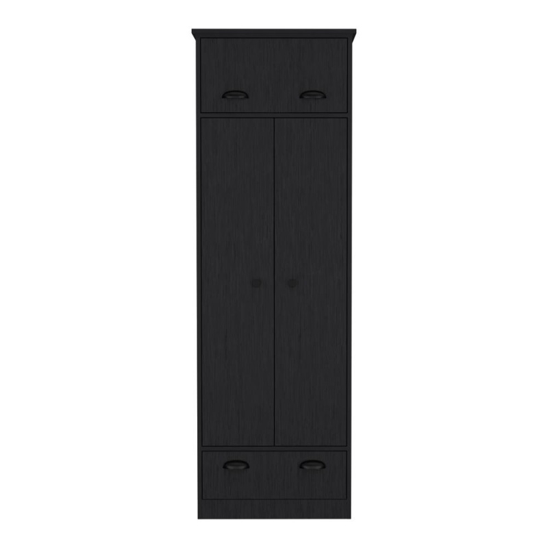 Tifton Armoire With Hinged Drawer, 2-Doors And 1-Drawer, Black