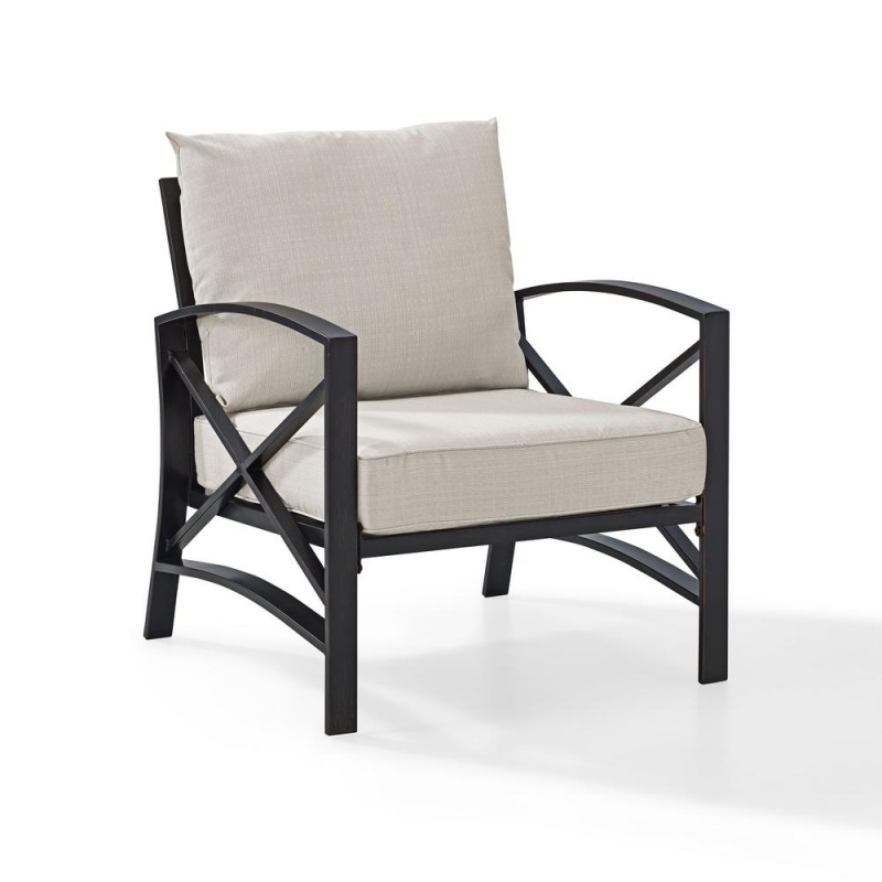 Kaplan Outdoor Metal Armchair in Oatmeal and Oil Rubbed Bronze Finish ...