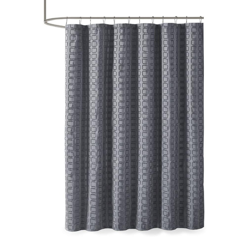 Woven Clipped Solid Shower Curtain Grey 615