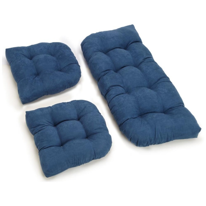 U-Shaped Microsuede Tufted Settee Cushion Set (Set Of 3)