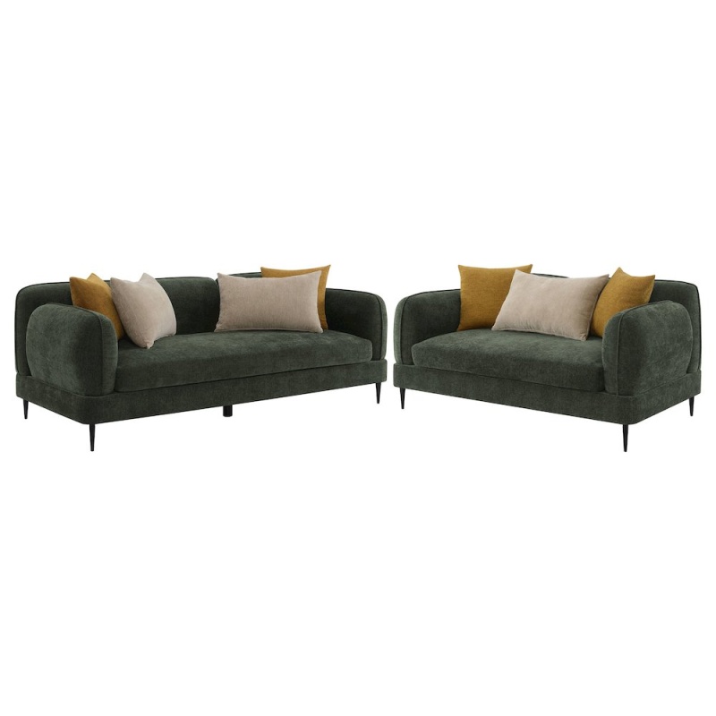 Jade 2-Piece Chenille Upholstered Sofa Set Green