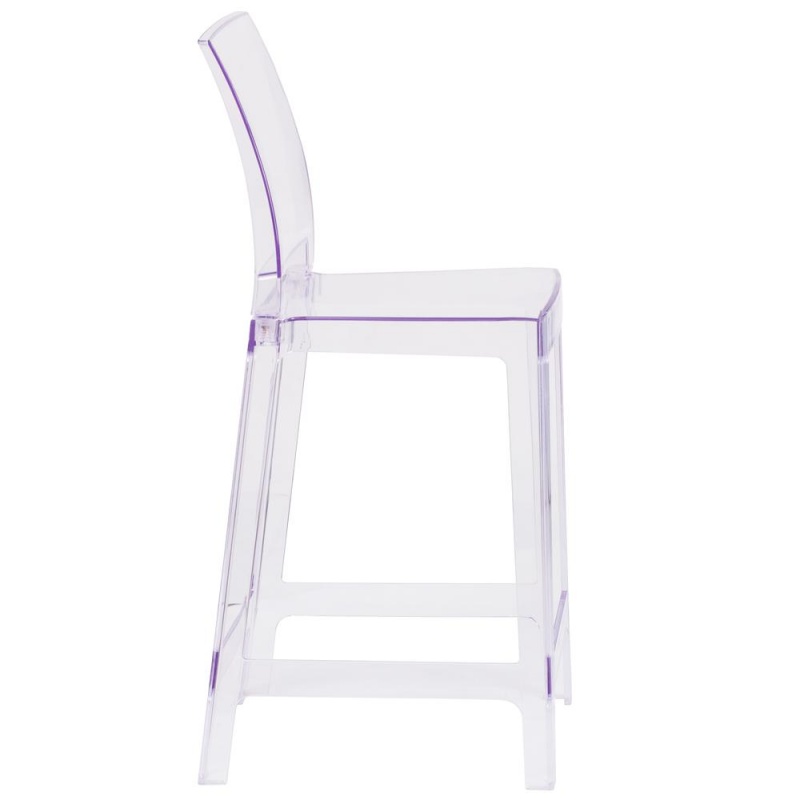 Ghost Counter Stool With Square Back In Transparent Crystal
