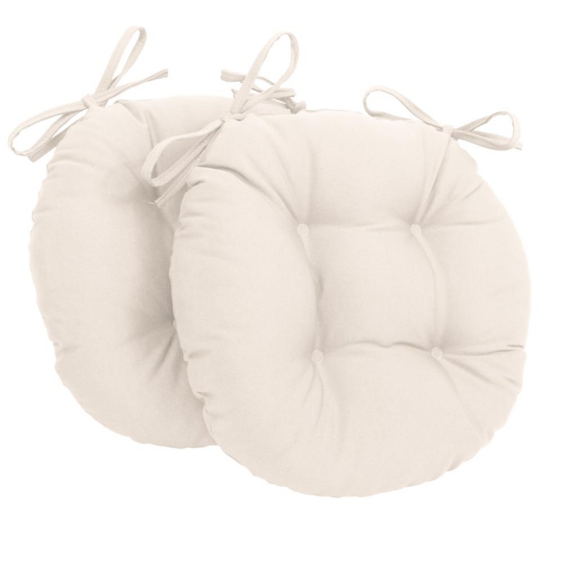 16-Inch Solid Twill Round Tufted Chair Cushions (Set Of 2)