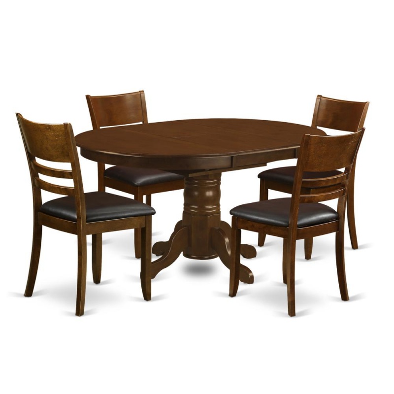 5 Pc Kenley With A 18" Leaf And 4 Leather Chairs