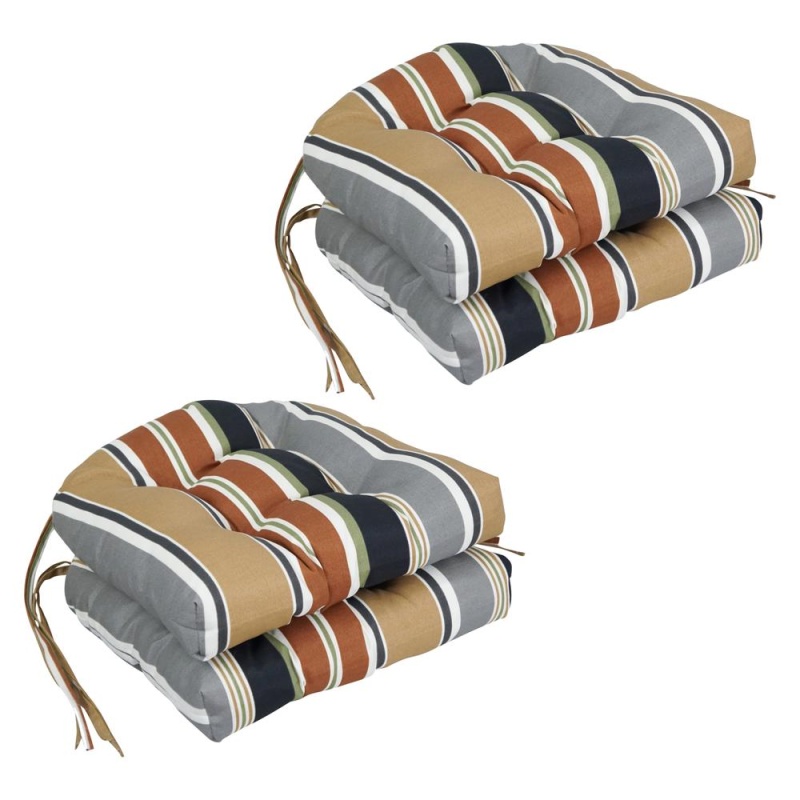 16-Inch Spun Polyester Outdoor U-Shaped Tufted Chair Cushion