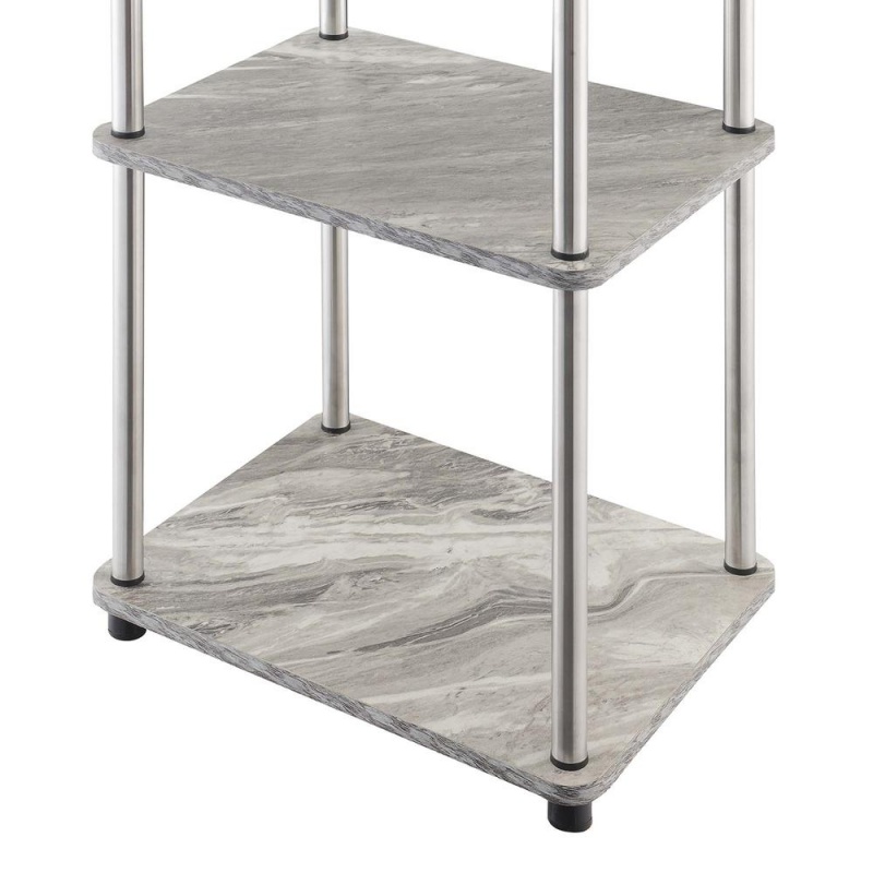 Designs2go No Tools 3 Tier End Table, Faux Gray Marble/Chrome