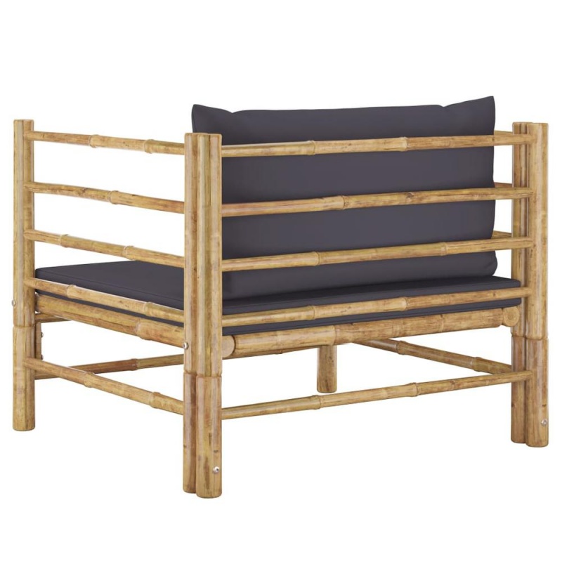 Vidaxl Garden Sofa With Dark Gray Cushions Bamboo 3156