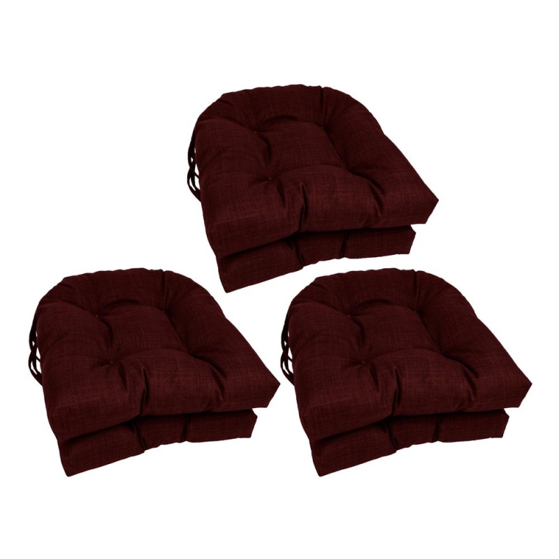 16-Inch Spun Polyester Solid Outdoor U-Shaped Tufted Chair Cushion