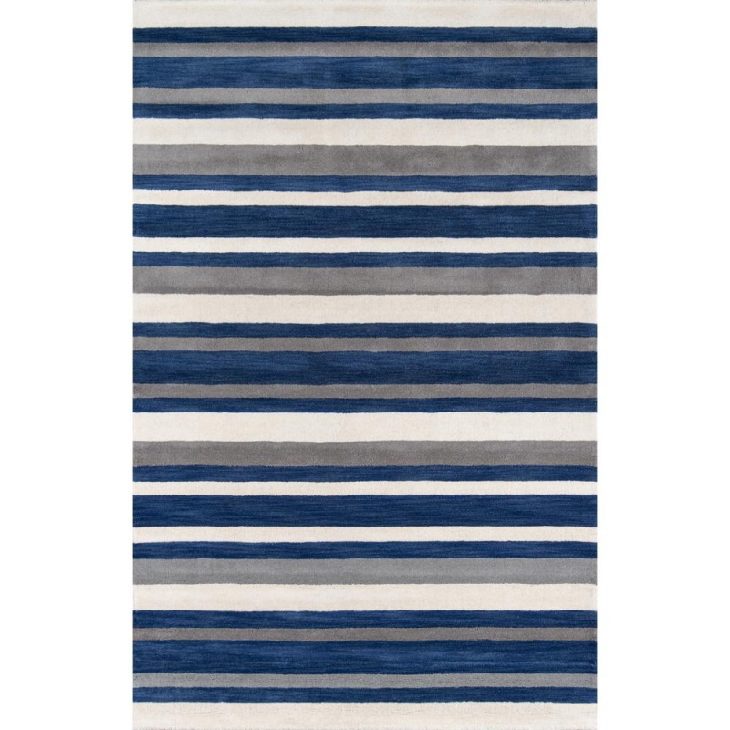 Contemporary Rectangle Area Rug, Navy, 8' X 11'