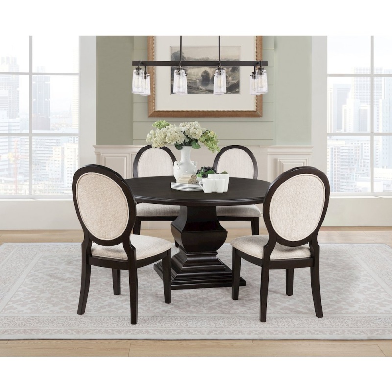 Twyla 5-Piece Round Wood Dining Room Table Set Dark Cocoa