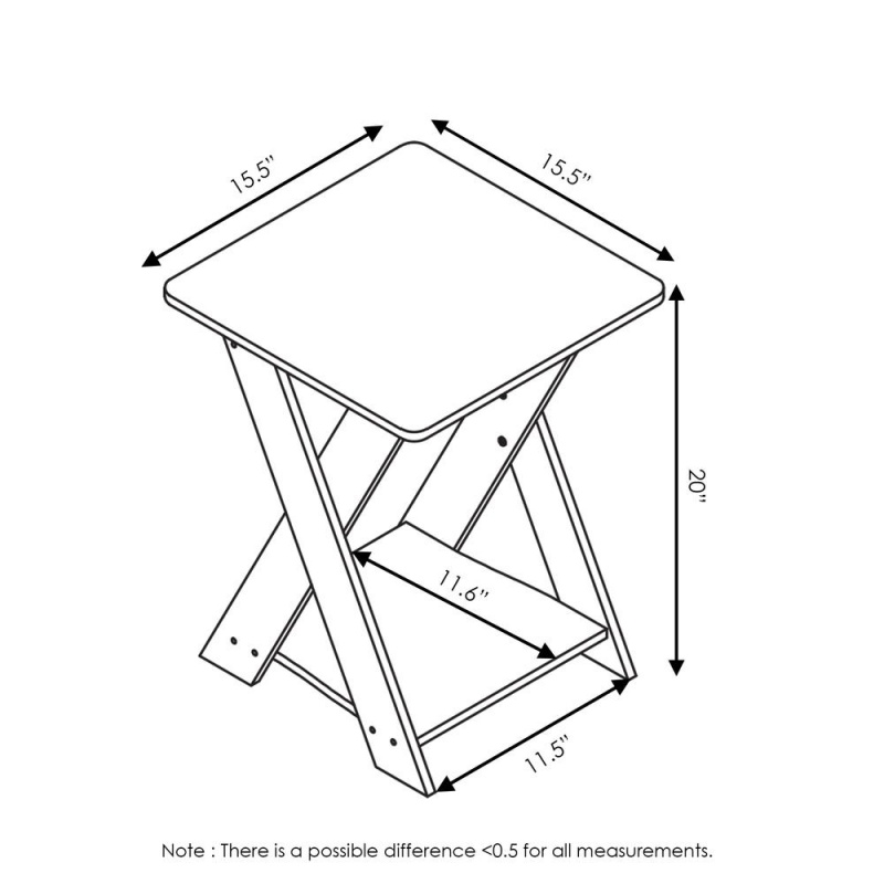 Furinno Modern Simplistic Criss-Crossed End Table, French Oak Grey/Black