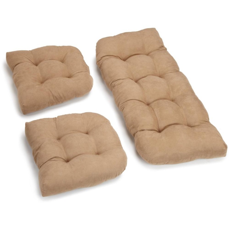 U-Shaped Microsuede Tufted Settee Cushion Set (Set of 3)