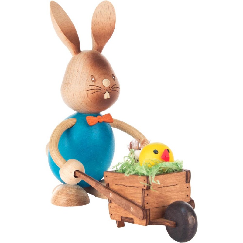 Dregeno Easter Figure - Rabbit With Wheelbarrow - 5"H X 3"W X 6"d