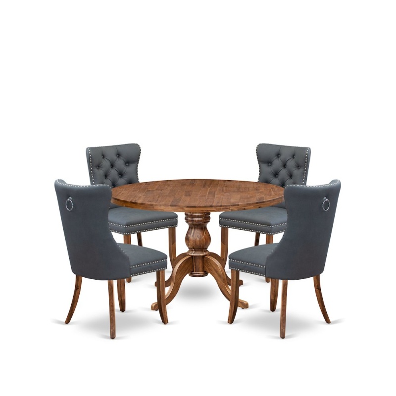 5-Piece Dining Room A Kitchen Table And 4 Platinum Gray Dining Room Chairs