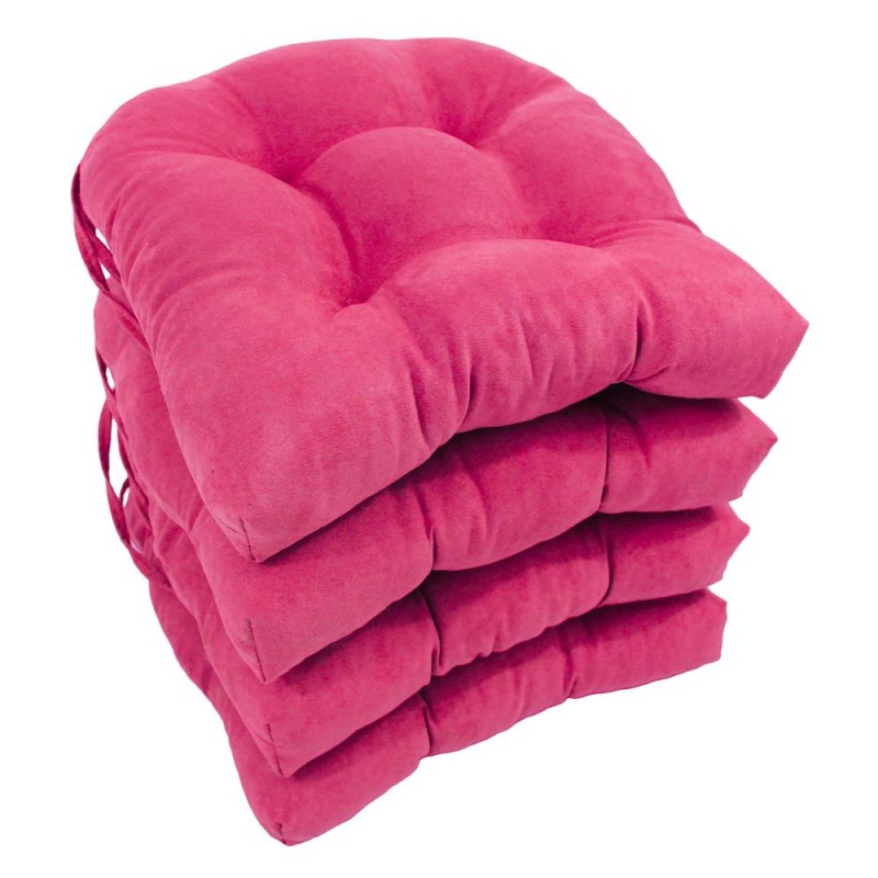 16-Inch Solid Micro Suede U-Shaped Tufted Chair Cushions (Set Of 4)