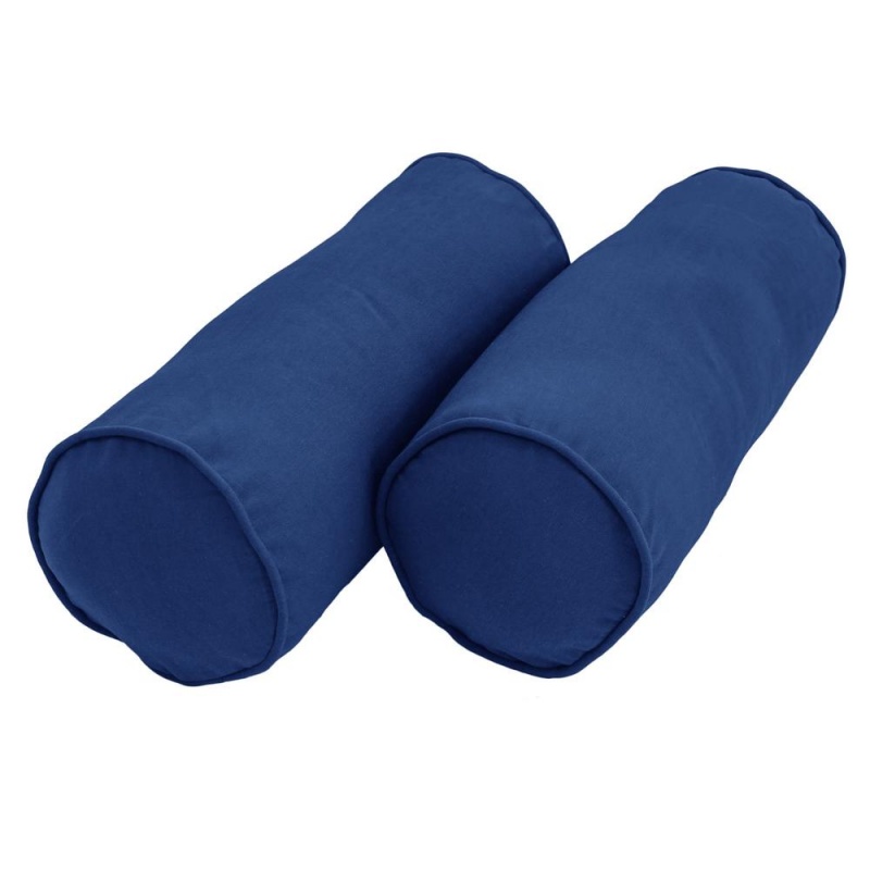20-Inch By 8-Inch Double-Corded Solid Twill Bolster Pillows With Inserts (Set Of 2), Royal Blue