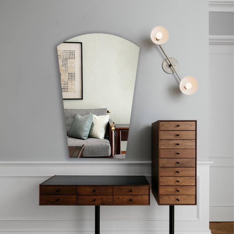Chloe's Reflection Verical/Horizontal Hanging Arched-Rectangle Shaped Frameless Wall Mirror 35" Height