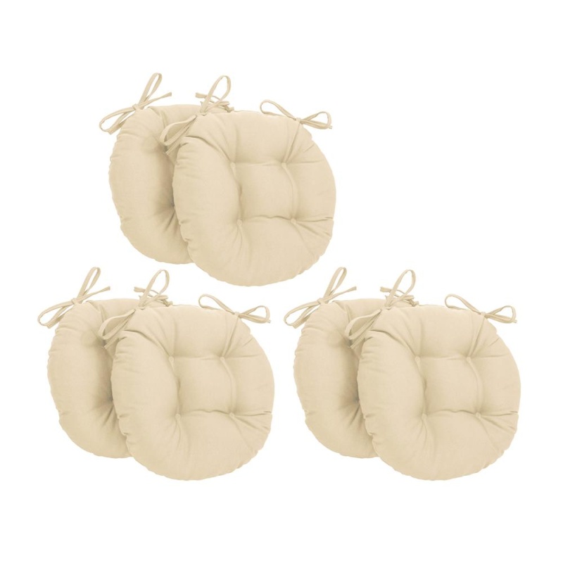 16-Inch Solid Twill Round Tufted Chair Cushions (Set of 6)