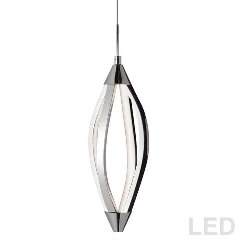 Pendant, W/Swooped Arms, Polished Chrome