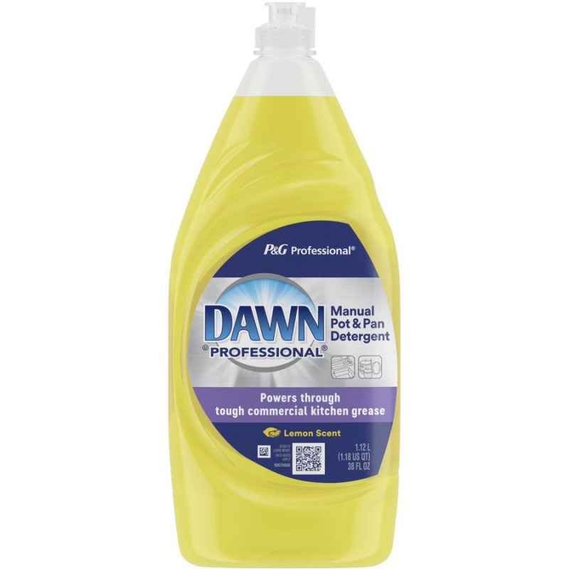 Dawn Manual Pot/Pan Detergent - Concentrate Liquid - 38 Fl Oz (1.2 Quart) - Lemon Scent - 8 / Carton - Yellow