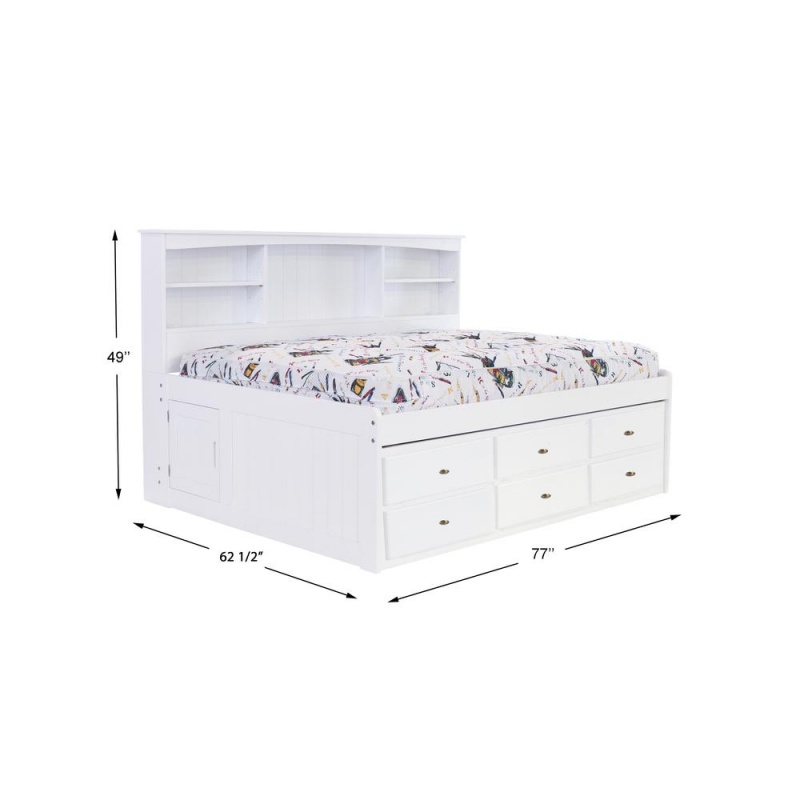Os Home And Office Furniture Model Solid Pine Full Bookcase Daybed With 6 Drawers In Casual White