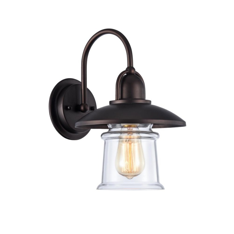 Manette Industrial-Style 1 Light Rubbed Bronze Wall Sconce 9" Wide