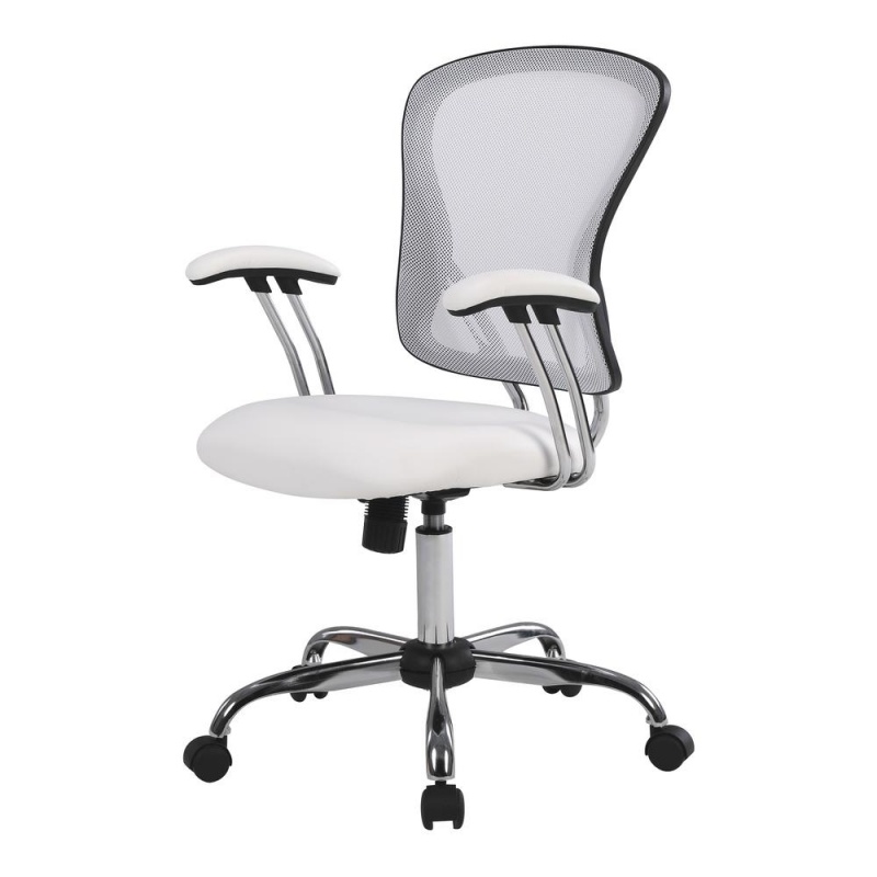 Gianna Task Chair With White Mesh Back And White Faux Leather Seat