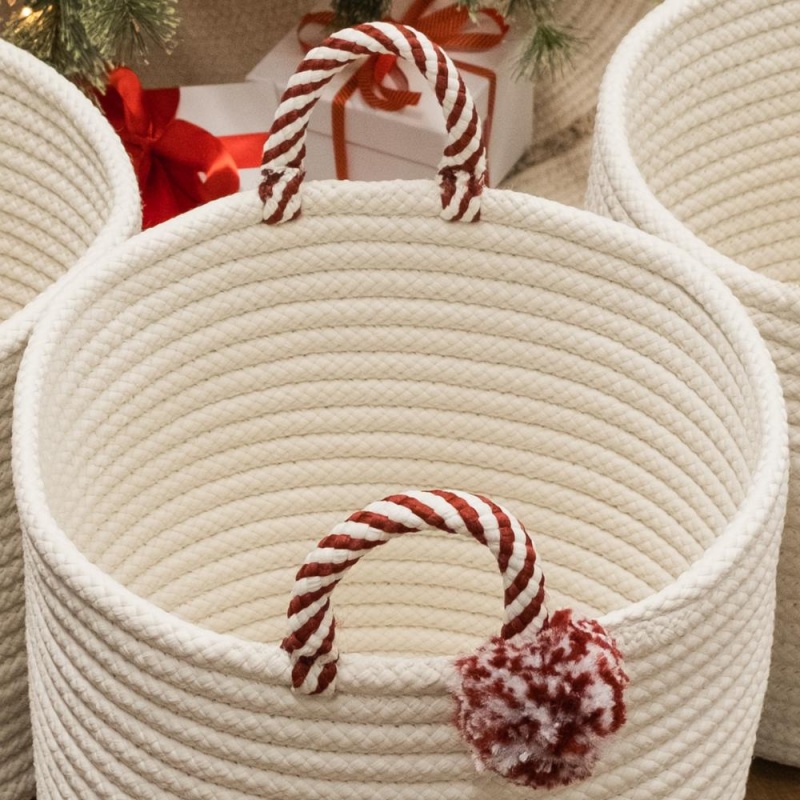 Candy Cane Basket - Red 16"X16"x10"