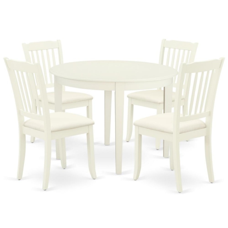 Dining Room Set Linen White, Boda5-Whi-c