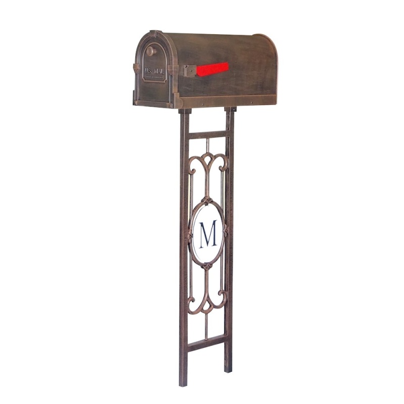 Savannah Curbside Mailbox With Monogram Mailbox Post