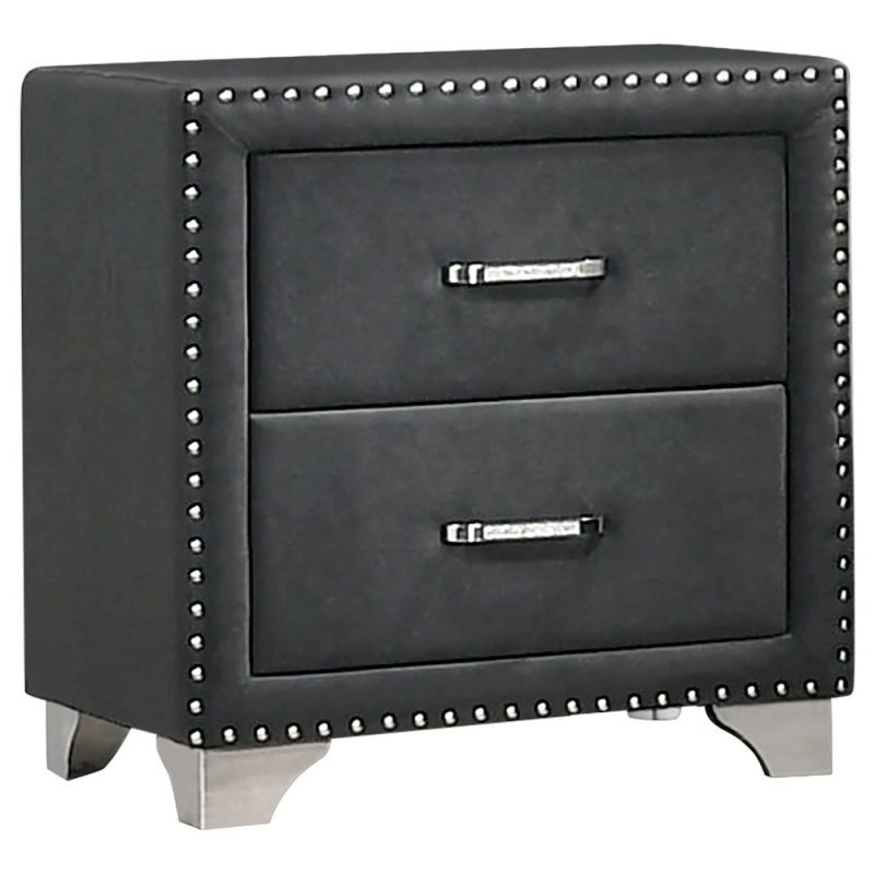Melody Upholstered 2-Drawer Nightstand Grey