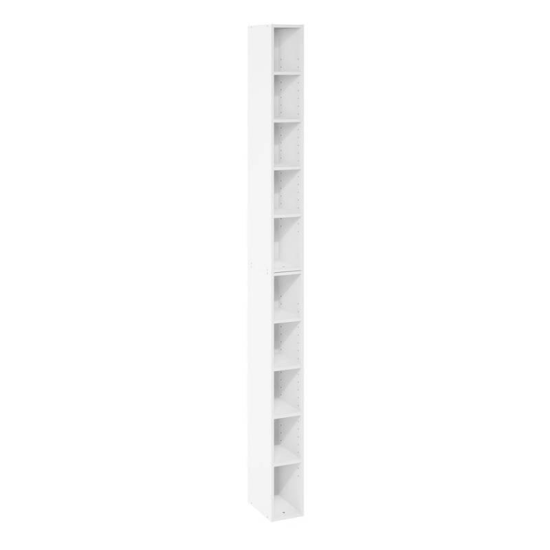 Fulda 10-Tier Space Saving Storage Shelf Bookcase, 6-Inch Width, White