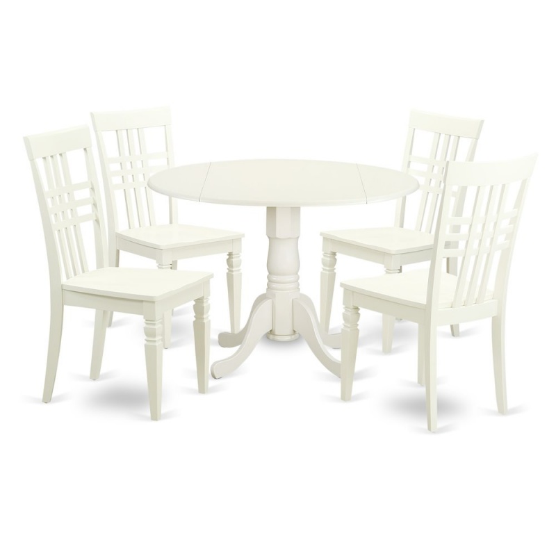 5 Pc Small Kitchen Table Set With A Table And 4 Dining Chairs In Linen White