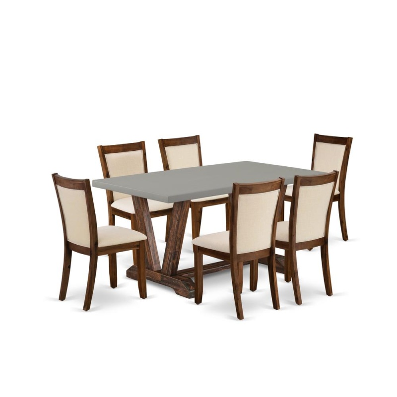 7-Pc Dinette Set with Wooden Table and 6 Chairs