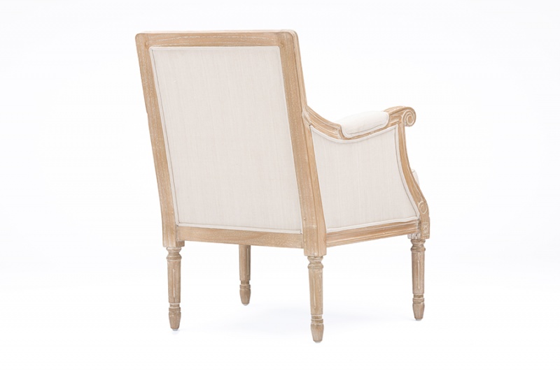 Baxton Studio Chavanon Wood & Light Beige Linen Traditional French Accent Chair